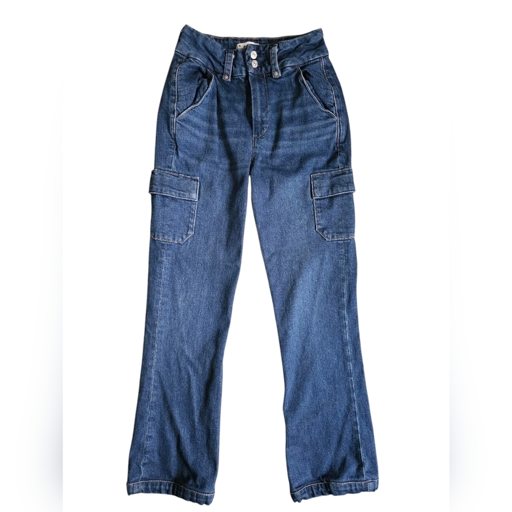 PAIGE Blue Flare Wide Leg Jeans - Picture 4 of 10